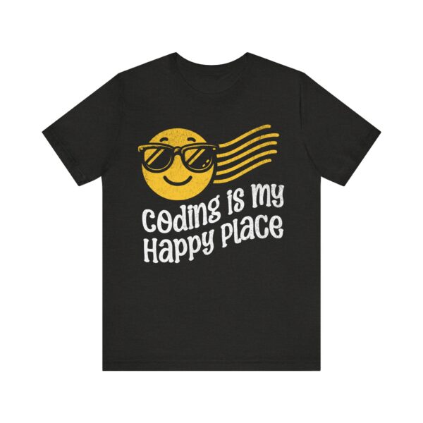 coding is my happy place smiley face t shirt