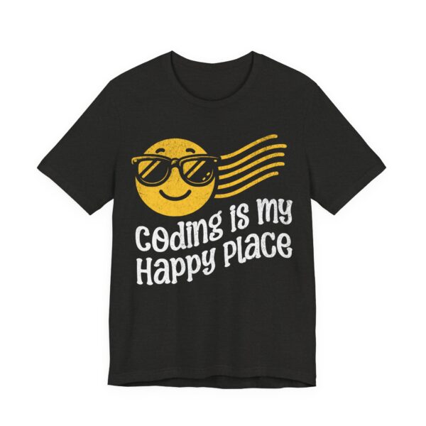 coding is my happy place smiley face t shirt