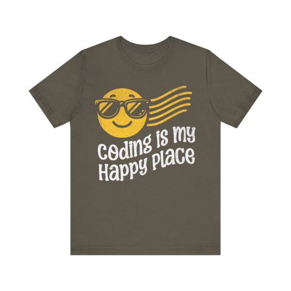 coding is my happy place smiley face t shirt