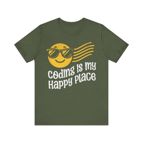 coding is my happy place smiley face t shirt