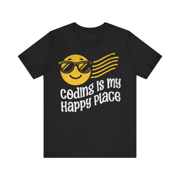 coding is my happy place smiley face t shirt