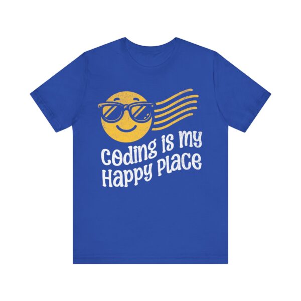 coding is my happy place smiley face t shirt